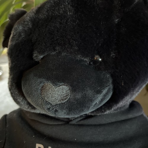 BLVCK PARIS Streetwear Stuffed Bear Wearing Pullover Hoodie French Terry RARE - Picture 2 of 6