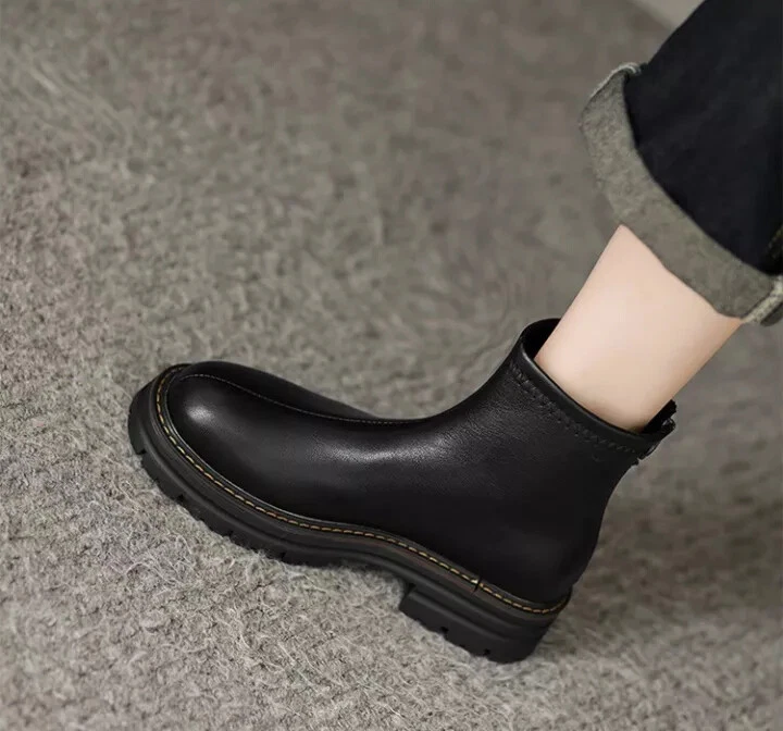 Stivali Scarpe Anfibi Donna Comodi Bassi Nero Dopo Sci Zip Pelle Sintetica 39771