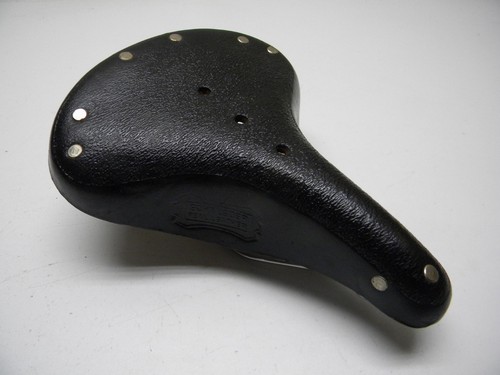 Vintage Echt Leder Black Leather Saddle NOS (257) - Picture 3 of 8