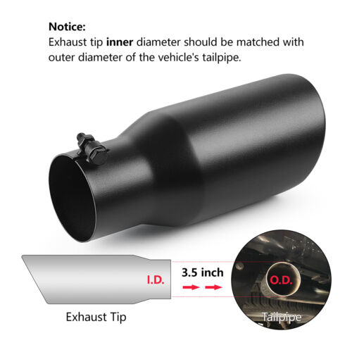 3.5" Inlet 5" Outlet 12" Long Bolt On Diesel Exhaust Tip Black Stainless Steel - Bild 5 von 9