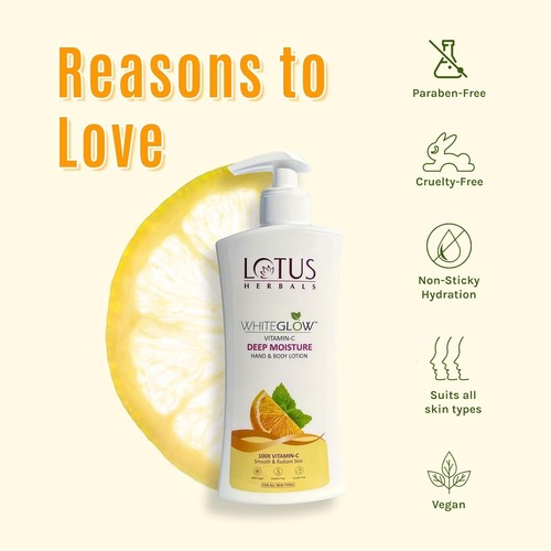 Lotus Herbals WhiteGlow Vitamin C Deep Moisture Hand & Body Lotion 270ml - Picture 2 of 4