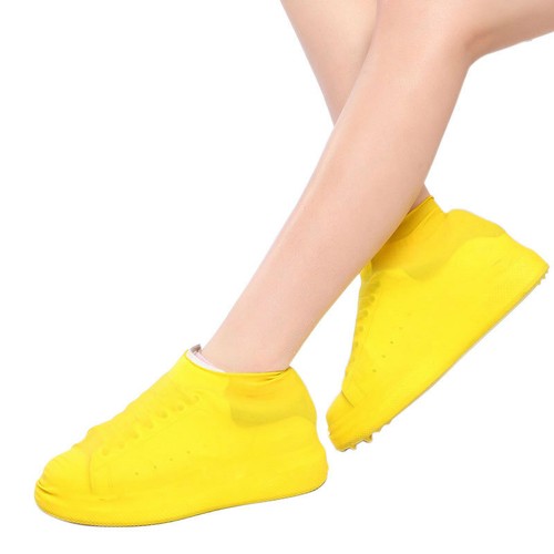 COPRISCARPE IN NYLON IMPERMEABILE, ANTISCIVOLO E RIUTILIZZABILE PER DONNA SCARPA CICLISMO GIALLO - Foto 9 di 11
