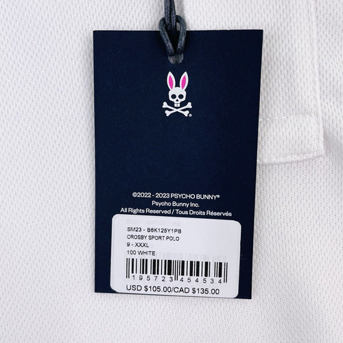 Psycho Bunny Poloshirt Herren Gr. 3XL (9) Weiß Crosby Sport Logo Kurzarm Neu - Bild 6 von 9