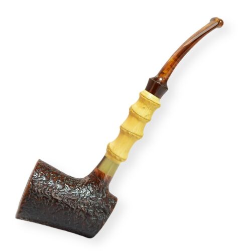 Briar fumar tabaco a mano alzada increíble estilo bambú artesanal pipa única - Imagen 3 de 10