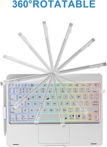 For iPad 7/8/9/10/11th Gen Air Pro 11" Touchpad Keyboard Case with 360° Rotation - Picture 37 of 39