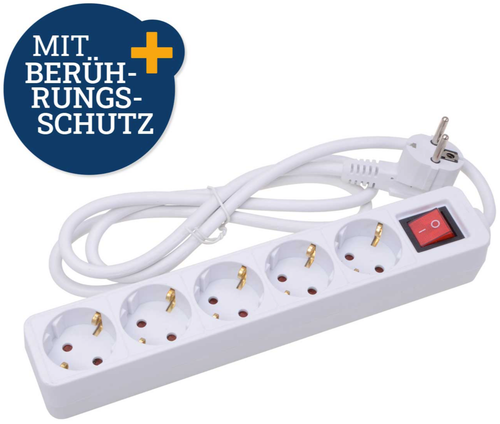 5 fach Steckdosenleiste Schalter 5er Steckerleiste Adapter Steckdose 1,4m - Bild 1 von 2