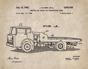 Semi Truck Driver Patent Print Peterbilt Mack Toys Car Hauler Wall Art Decor