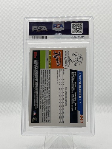 2006 Topps Justin Verlander #641 Rookie Card PSA 8 NM-MT - Picture 2 of 2