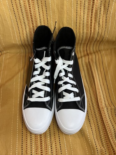 NEW No Boundaries Black High Top Canvas Lug Sneakers Shoes Wmn Sz 11 Fast Ship - Picture 1 of 13