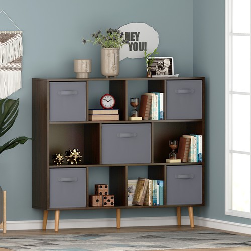 Multifunctional Bookshelf Open Cube Design Thick FrameBrown - Picture 2 of 5