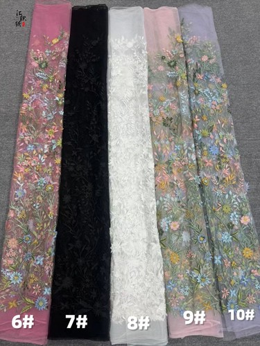 Delicate Flowers and Leaves Embroidery Lace Soft Tulle Fabric - Picture 21 of 22