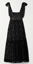 Farm Rio Black Velvet Lace Sleeveless Maxi Dress Size L