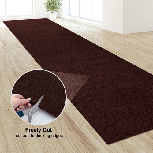 Runner Rug Hallway Non Slip Rubber Back Custom Size as Carpet Doormat Brown - Picture 6 of 15