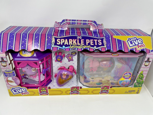 Juguete interactivo Sparkle Pets Boutique Little Live Pets paquete de 3, pájaro, pez, tortugas - Imagen 6 de 18
