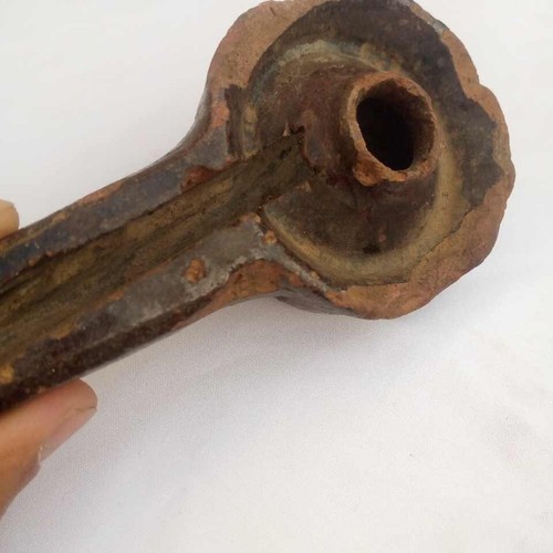 Antique Oil Lamp Made of Glazed Pottery in Oil Color TERRACOTTA RARE ANCIENT - Picture 9 of 21