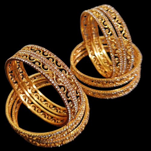 Gold Plated 8 Bracelet Chura Bangles Bridal Set Indian Bollywood Wedding Jewelry - Picture 9 of 18