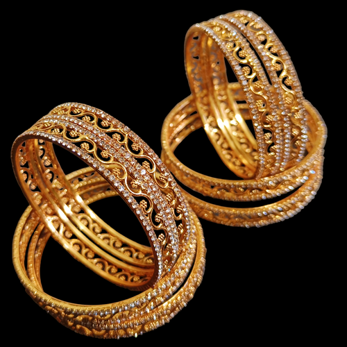 Women Daily Wear Gold Plated Bangle Set Traditional Bracelets Churi Jewelry - Picture 1 of 18