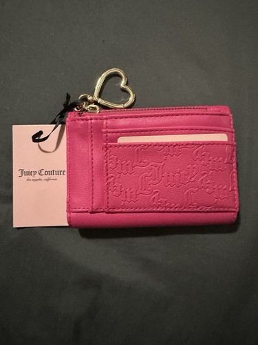 Juicy Couture Hot Pink Flash herzlos CZ Logo doppelseitige dreifach faltbare Geldbörse Neu mit Etikett - Bild 4 von 7