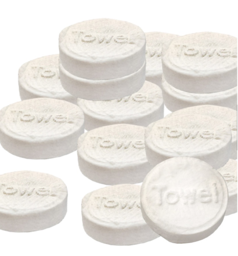 10x Towel in Capsule Tablet Hand Cloth Wash Clean - Picture 2 of 3