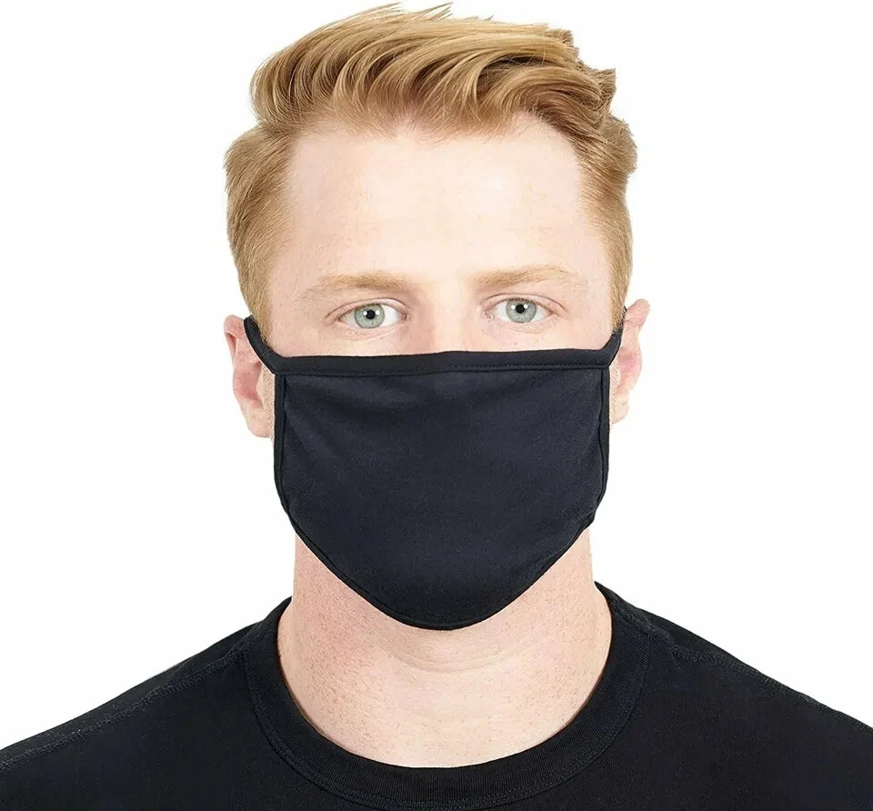 2-Pack Black Cotton Adult Face Mask - Reusable Washable Unisex white - Image 2 of 4