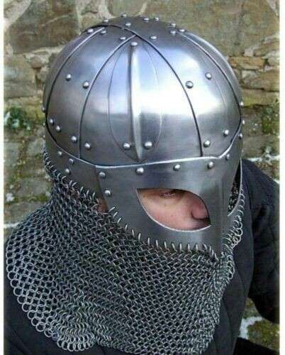 Historical Medieval Viking Helmet Battle Armor+18G Steel with Chain mail For Him - Picture 7 of 9