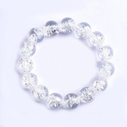 Pulsera de cuentas redondas de cuarzo blanco de cristal de roca natural del Himalaya de 14 mm para mujer - Imagen 4 de 4
