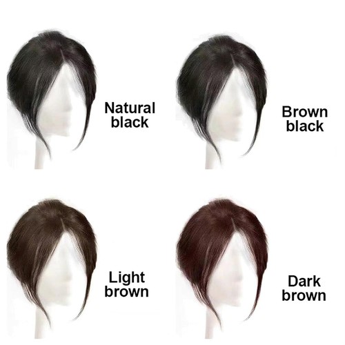 Middle Part Fringe Bangs Bob Straight Remy Human Hair Topper Hairpiece For Women - Picture 2 of 12