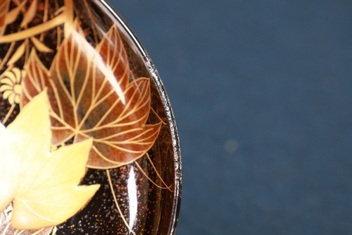 Japanisches Lack Paar Suppenschüssel mit Deckel 2,83 Zoll Gold Floral & Vogel Maki-e - Bild 14 von 18
