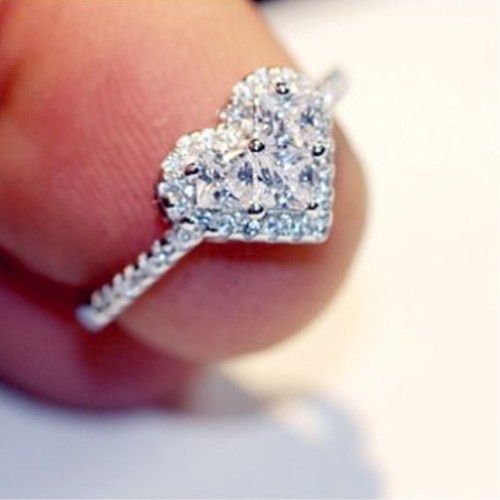 Love Heart 3ct Engagement White CZ Band 925 Silver Women Wedding Ring Size 4-9.5 - Picture 5 of 7