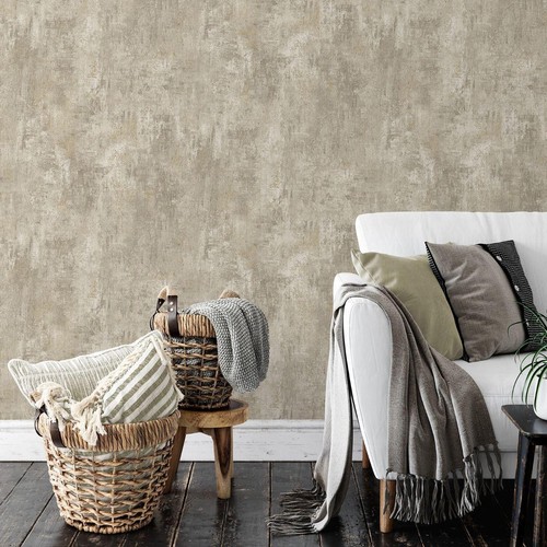 Muriva Cove Texture Cream Wallpaper Stone Industrial Concrete Feature Wall - Picture 4 of 8