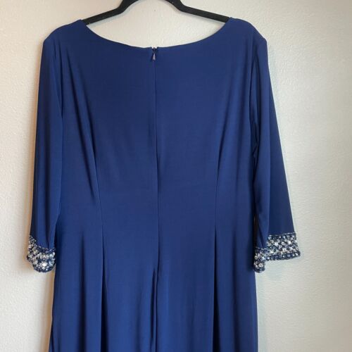 Abito donna Alex sera 16 P blu navy con perline madre della sposa lungo increspato - Foto 9 di 13