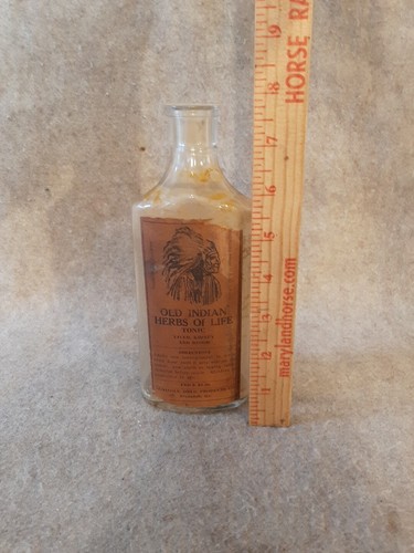 Vintage Clear Glass Medicine Bottle Old Indian Herbs of Life Tonic Savannah GA - Picture 2 of 17