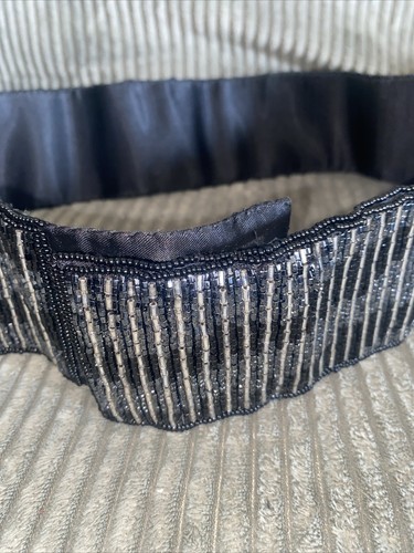 Cinturón La Regale Vintage Hecho a Mano Negro Gris Plateado - Imagen 2 de 8