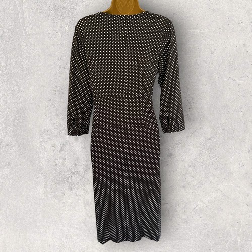 Adini Damen grau gepunktet Stretch Baumwolle Jersey 3/4 Ärmel Etuikleid UK 14 - Bild 3 von 4