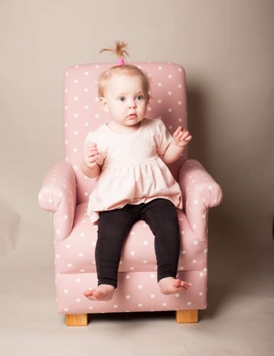 Sedia bambino Laura Ashley rosa tessuto patchwork a pois asilo poltrona bambino - Foto 13 di 24