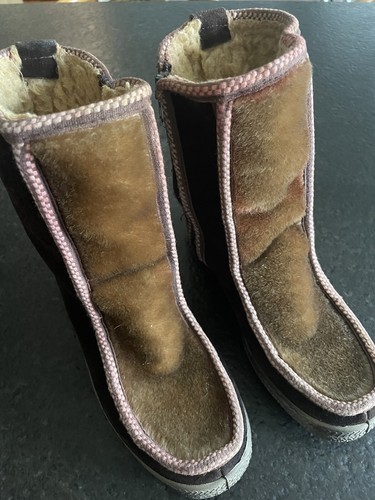 Ski Lounger Vintage Fascinators Boots Brown Leather Suede Faux Fur Women's 6 - Picture 1 of 6