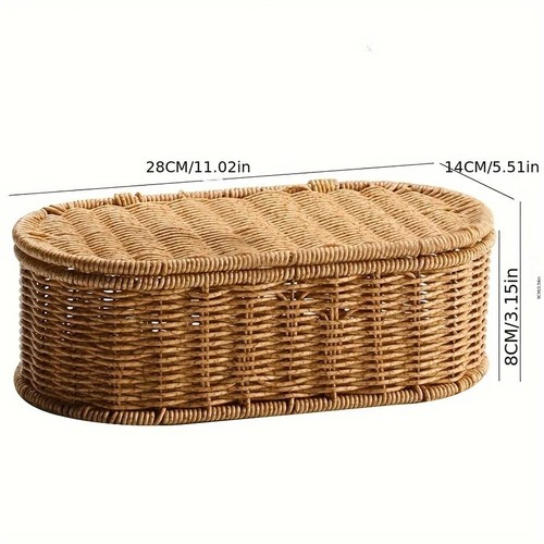 Cesta de almacenamiento de ratán tejida a mano contenedor organizador de mimbre natural de alta resistencia para el hogar - Imagen 2 de 26