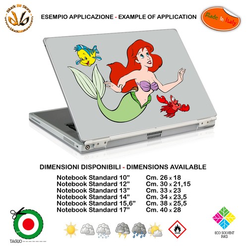 Sirenetta adesivo notebook tablet sticker cartoon picture print pvc 3 pz. - Afbeelding 1 van 2
