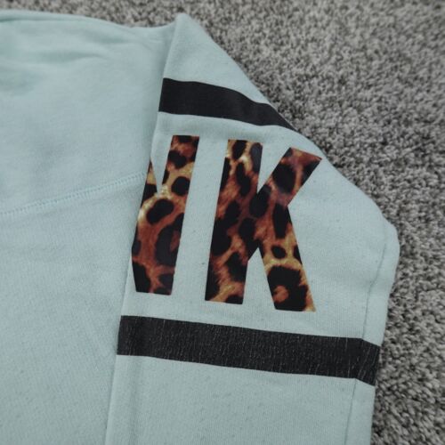 Pink Sweater Womens Small Blue Dog Cheetah Victoria Secret Outdoor Sweatshirt - Picture 3 of 16
