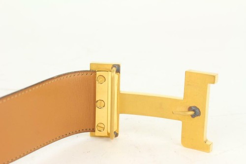 Hermès Burgundy x Gold 42mm H Logo Constance Belt 1014h13 - Picture 7 of 12