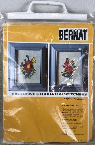 Vintage Bernat exklusives Dekorateur Heftset 5” x 7” Floralettes Floral SO 8091 - Bild 1 von 4