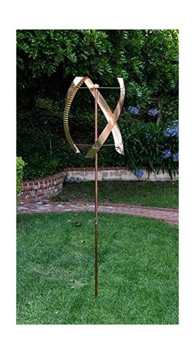 Stanwood Wind Sculpture: Standing United Kinetic Copper Triple Spinner - Picture 5 of 7