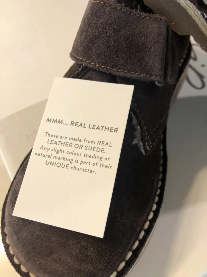 Mini Boden Niños Talla 2.5, 33 Marrón Gamuza Cuero Desierto Botas Zapatos Gancho y Lazo Foto 4 de 4