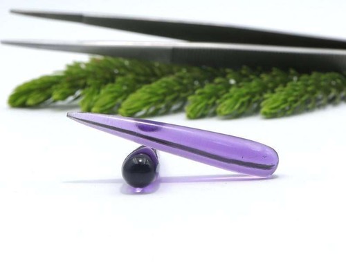 Gotas de amatista de calidad AAA, gotas de cabujón de amatista 30x6 mm y 50x6 mm - Imagen 7 de 10