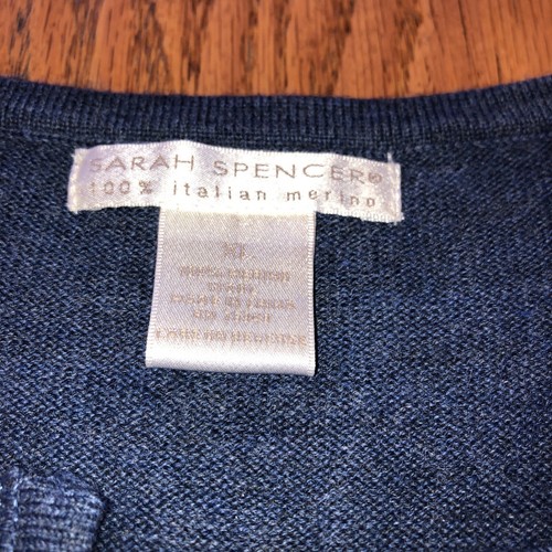 NWT Sarah Spencer XL Blue Italian Merino Wool Sweater Pullover - Picture 4 of 11