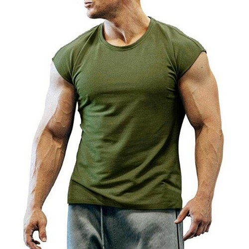 Mens Summer T-Shirt Gym Fitness Sport Cap Sleeve Muscle Vest Singlet Tank Tops - Picture 17 of 18