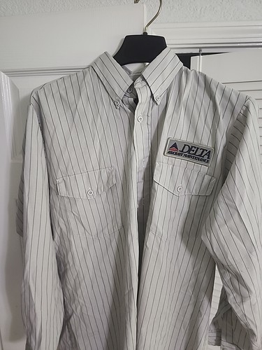 Delta Airlines Herren Streifen Wartung Langarm Medium Hemd Vintage Cintas - Bild 1 von 5