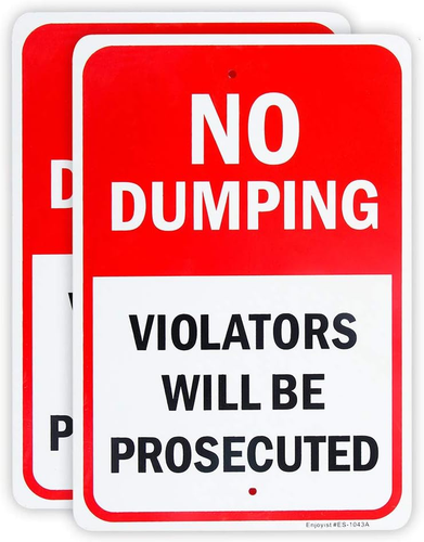 2er-Pack Kein Dumping - Verletzer werden strafrechtlich verfolgt Schild, 10 Zoll x 7 Zoll 0,04 Zoll Aluminium-Sig - Bild 8 von 12