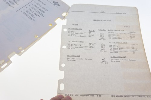 1955 Ford Acme Paints COLOR CHARTS Mixing Instruct + 2 Tone & Spring Color Lists - Picture 10 of 14