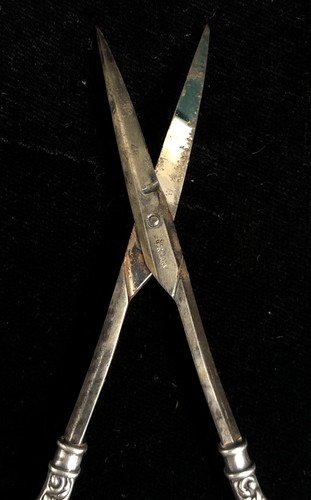 Lot-2 Antique Sterling Silver F&B Germany Manicure Curved Scissors/Cuticle Tool - Picture 9 of 16